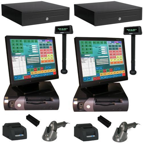 2 stn retail touch point of sale pos system w/ pole