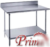 Bk resources 30 x 72 stainless table - 1.5IN backsplash