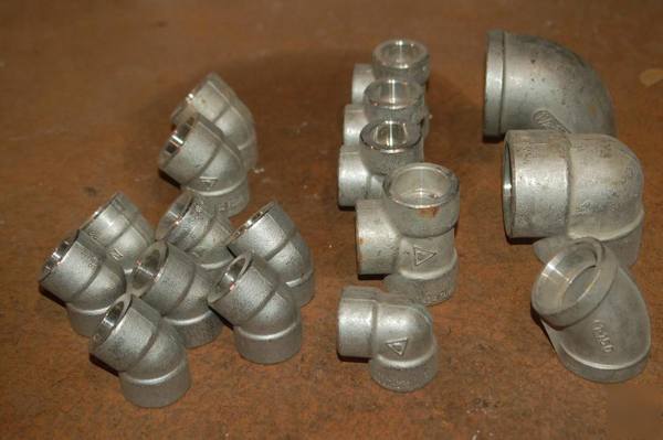 New 17 pipe fittings 45 elbow 90 tee socket weld 1/2 ss