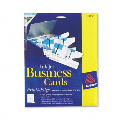 Inkjet glossy business cards white 8/sheet 200 card/box