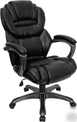 Pillow soft black leather executive office chair