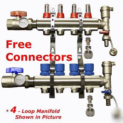 6 - loop/port brass deluxe pex manifold radiant heating