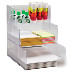New 2 rubbermaid spacemaker 3 tier supply shelf bin