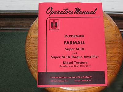 New farmall super m-ta diesel owner operator's manual 