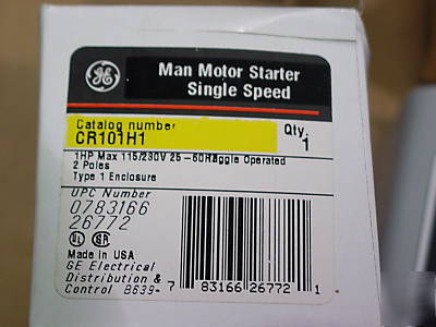 New ge manual motor starter switch CR101H1 1 hp 