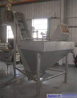 Used- inclined plastic belt conveyor. 18'' wide x 96
