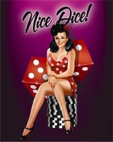 Sexy lady nice dice pin up girl poker room metal sign