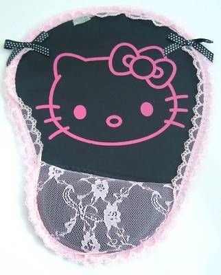 An adroable black hello kitty laptop pc mouse mat / pad