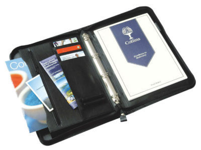 Collins conference ringbinder folio & zip black 7017 