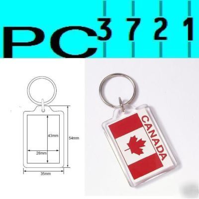 200 blank plastic keyring 43 x 28 mm insert 09008