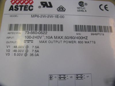 Astec mvp series, 600W power supply with 3-outputs