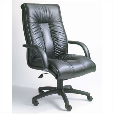 High-back black italian leather office chair