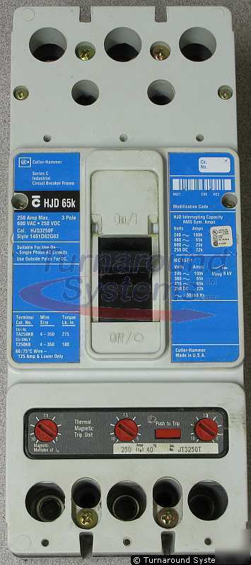 New cutler-hammer HJD3250 circuit breaker, 250 amp, 