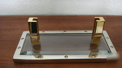 Beveled glass & metal business card holder,very sturdy 
