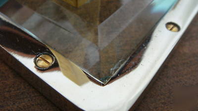 Beveled glass & metal business card holder,very sturdy 