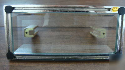 Beveled glass & metal business card holder,very sturdy 