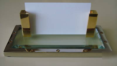 Beveled glass & metal business card holder,very sturdy 