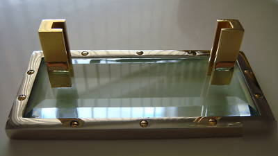 Beveled glass & metal business card holder,very sturdy 