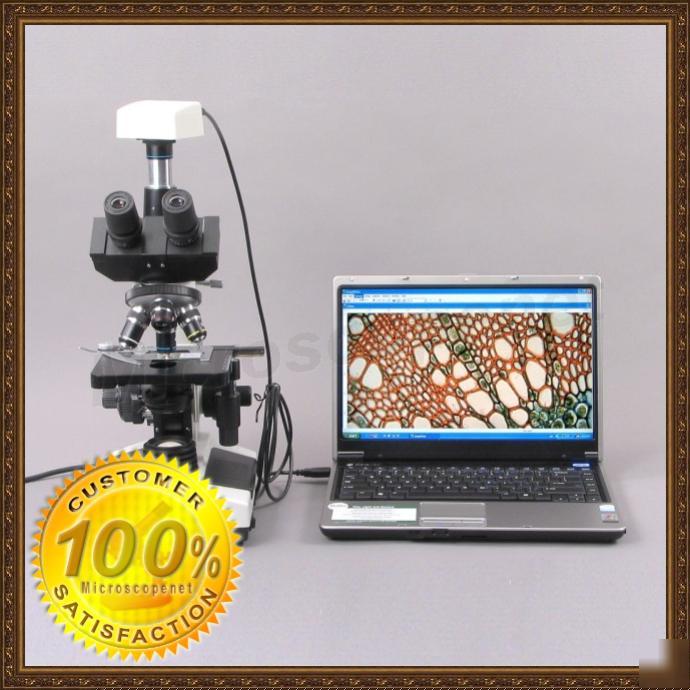 Biological trinocular microscope 40-1600X +1.3MP camera