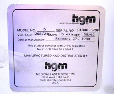 Hgm model 5 opthalmic laser endo coagulator
