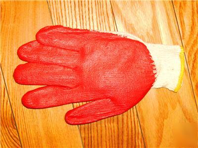 Red rubber coated-work gloves,300PRS,sz:l,wholesale lot