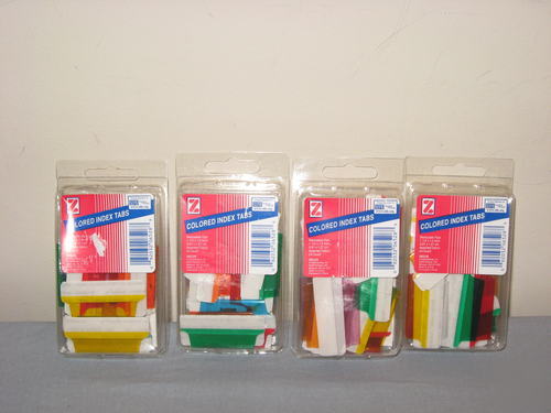 Z intl colored index tabs 4 packages 96 total tabs nip