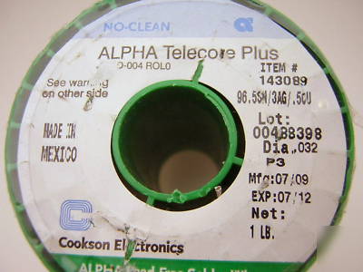 1LB alpha solder 3% silver cleanup free .032