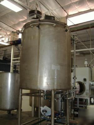820 gal lee industries s/s tank with jacket, coils 