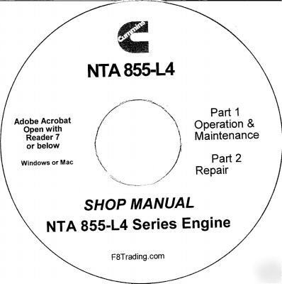 Cummins diesel nta 855-L4 engine service repair cd