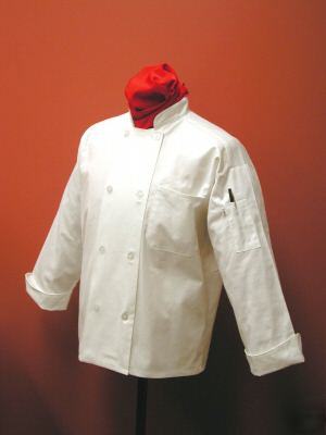 8 button white chef coat w/white buttons (s-xl)