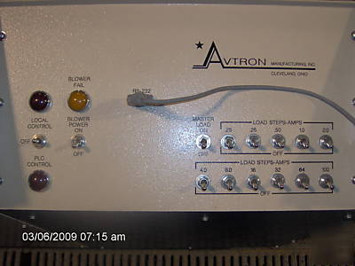 Avtron resistive load bank m#K691 228AMPS @ 54VDC w/plc