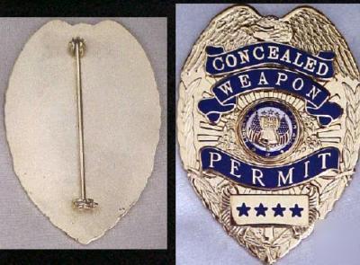 Concealed weapons badge gold with blue panels