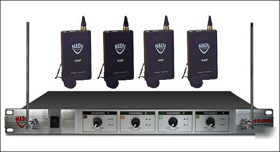 New nady 401-x quad 4 vhf lapel wireless microphones
