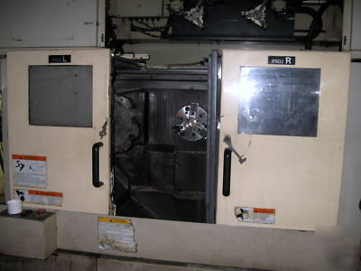 Okuma & howa 2SP20HG, 2 spndl, 2 trt gantry cnc lathe 