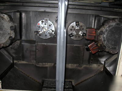 Okuma & howa 2SP20HG, 2 spndl, 2 trt gantry cnc lathe 
