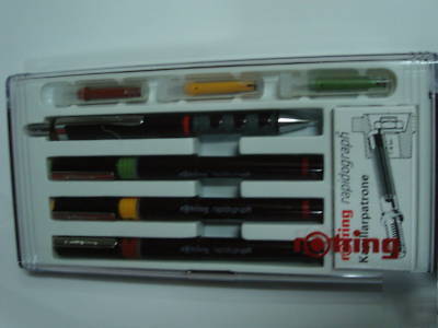 Rotring rapidograph technical pen set 01,02,03 mm.
