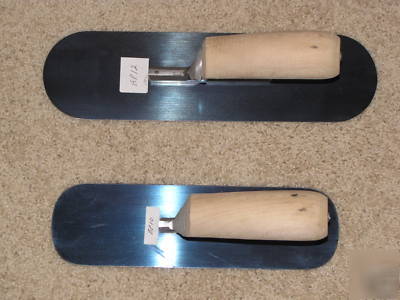 Small blue steel pool trowel set -- concrete tools