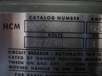 Square d i-line panel 500 amp 480V 3P 4W main breaker