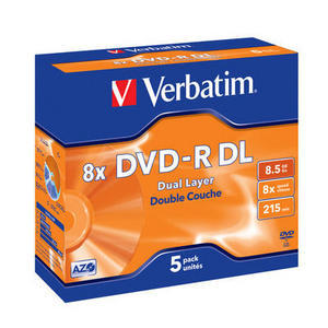 New verbatim dvd-r 8X dl 5 pack jewel case
