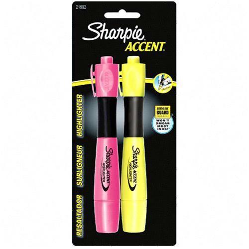 2 sharpie accent grip inspire highlighters yellow/ pink