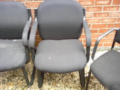 3 black soft nylon cordura office waiting room chairs