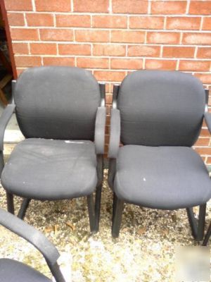3 black soft nylon cordura office waiting room chairs