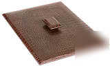 Brown crocodile embossed leather letter tray lid A2069