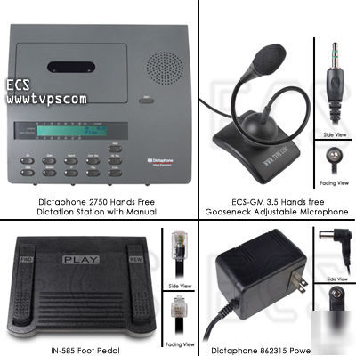 Dictaphone 2750 hands free standard cassette dictator