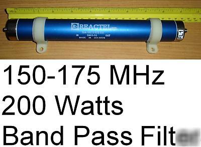 Reactel tubular bandpass filter 150-175 mhz vhf bpf