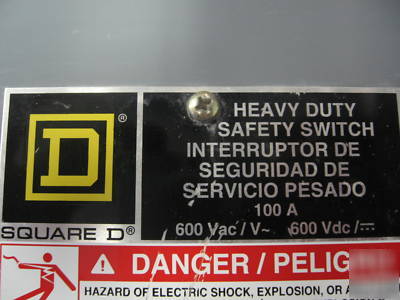 Square d disconnect switch 100 amp 600V H363NRB