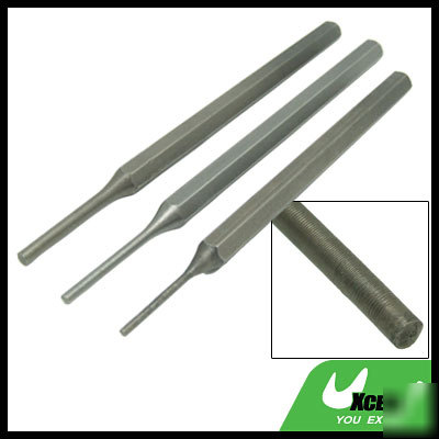 3 pcs mechanic's metalwork pin hardened steel punch set