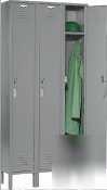 Gray capital locker w/single tier and 3 doors
