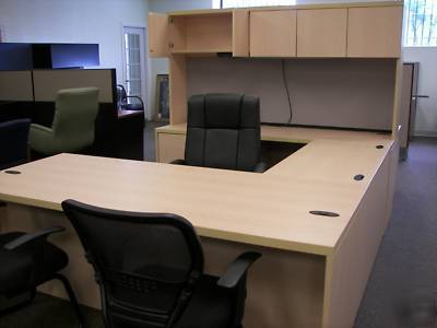 (14) artopex maple laminate wood office desk suites