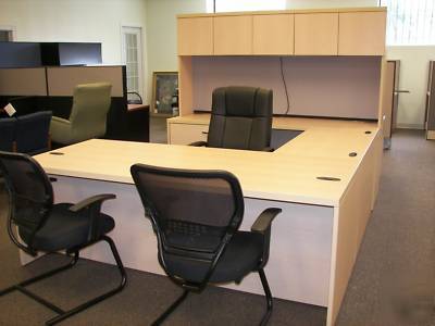 (14) artopex maple laminate wood office desk suites